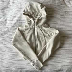 Lululemon cropped full zip scuba in bone